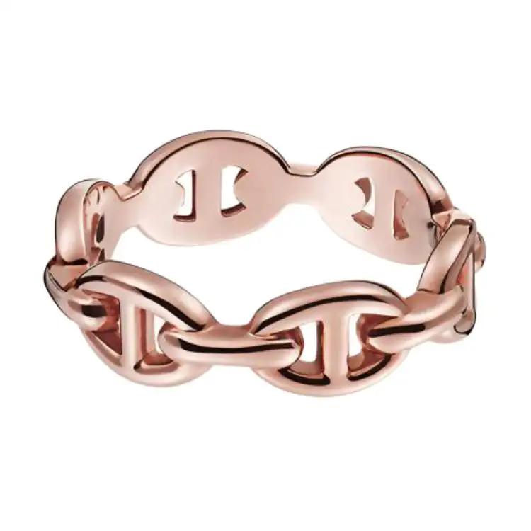 HERMES Chaine D'Ancre Western Rose Gold Rings Unisex