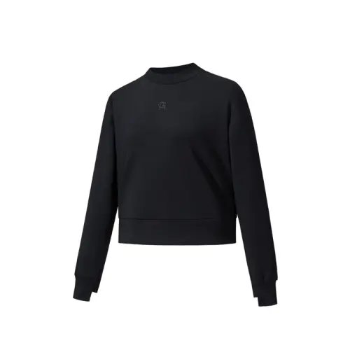 ANTA Sweatshirts Women's Black Stand Collar Moderate Regular