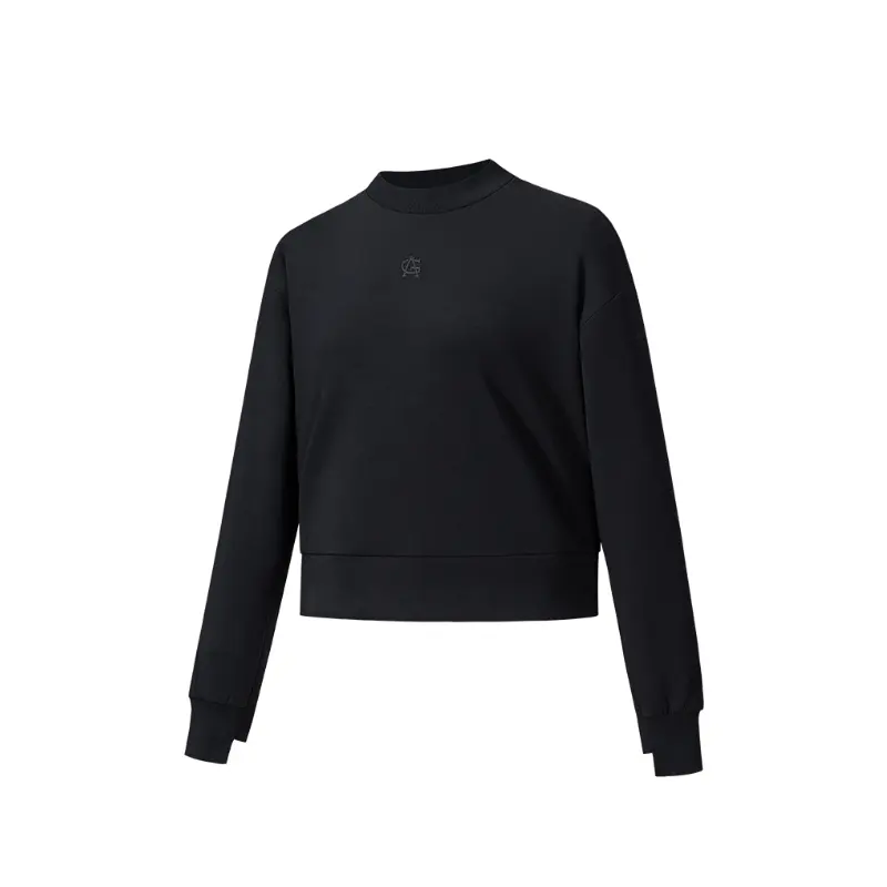 ANTA Sweatshirts Women's Black Stand Collar Moderate Regular