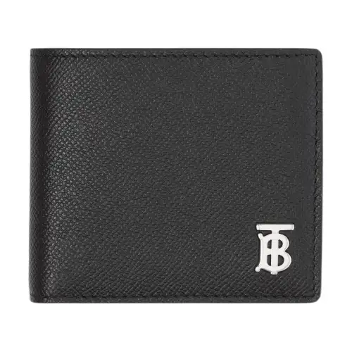 Burberry Grain Calfskin Wallet Card Holder Wallet Men's Black