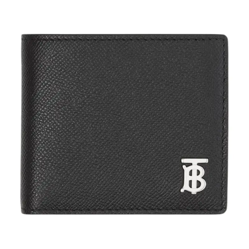 Burberry Grain Calfskin Wallet Card Holder Wallet Men's Black