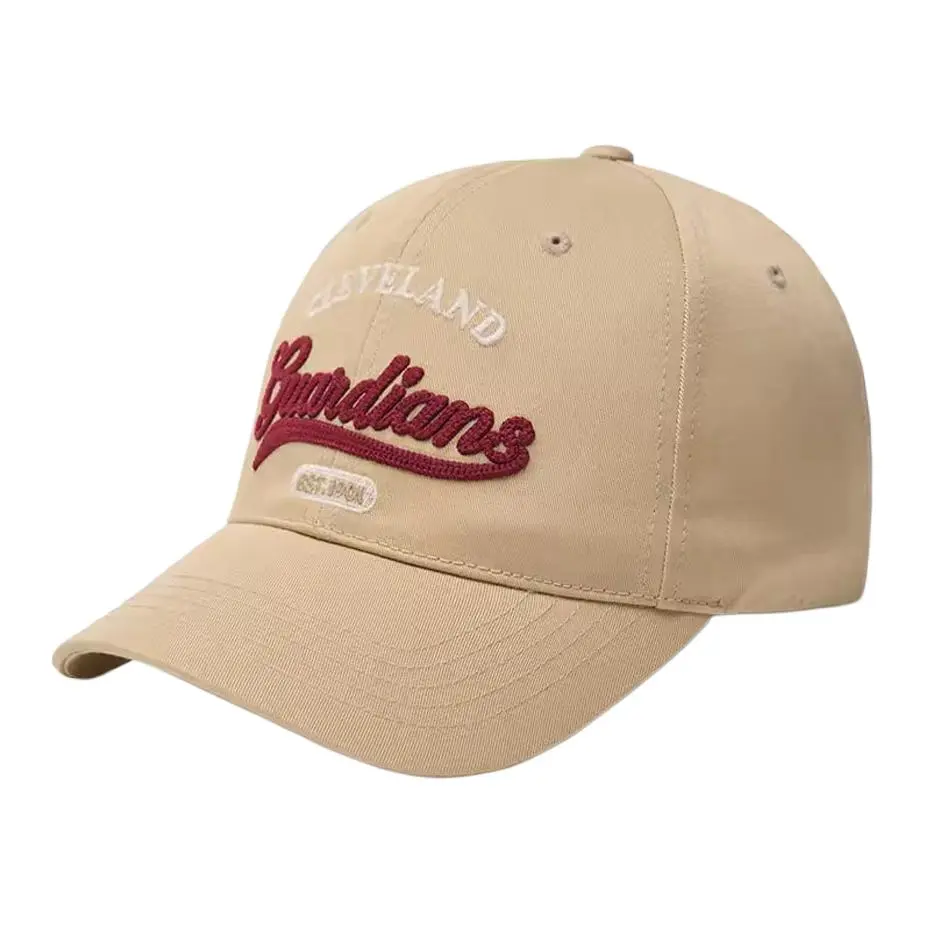 MLB Cotton, Polyester Baseball Caps Unisex Beige Yellow