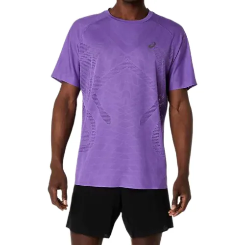 ASICS Metarun T Shirts Men's Edo Purple Crew Neck Moderate Straight Fit