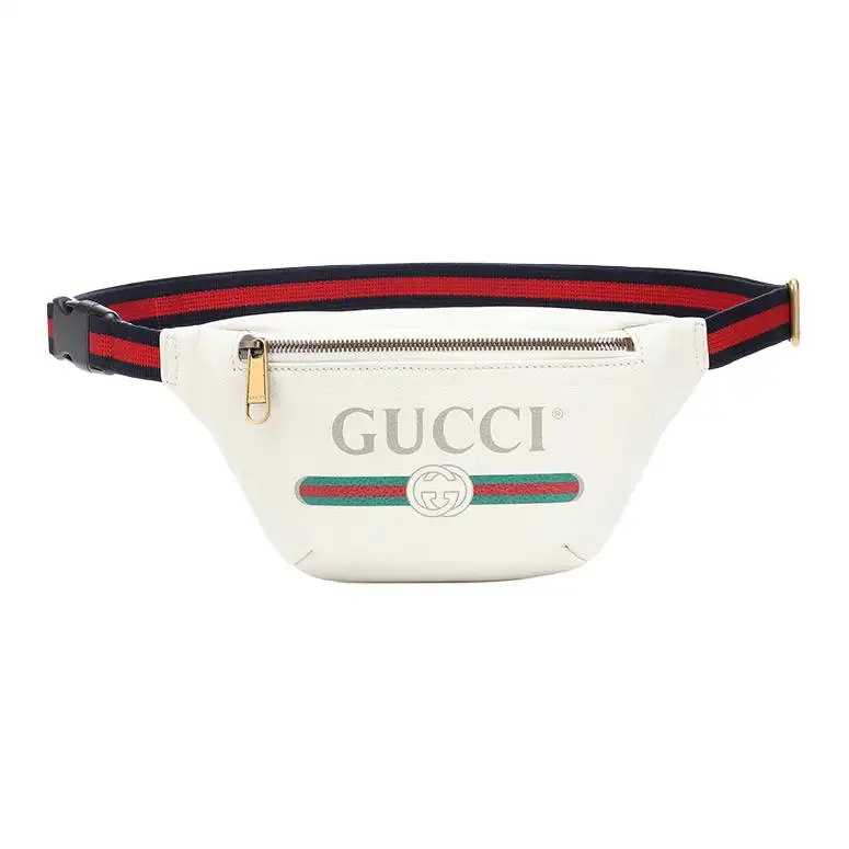 GUCCI Leather One Shoulder Crossbody Sling Bag, Fanny Pack Small Unisex White