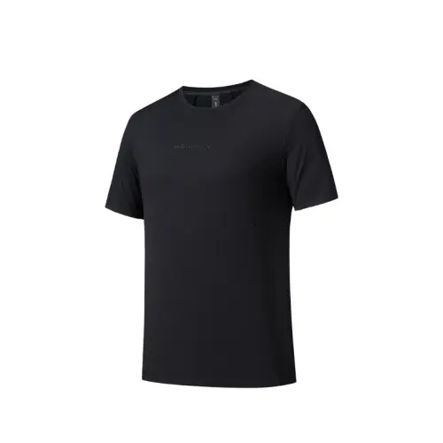 ANTA T Shirts Men's Black Crew Neck Moderate Straight Fit