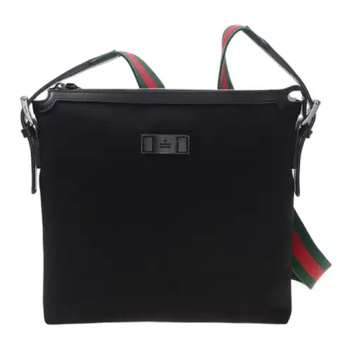 GUCCI Canvas With Leather Handbag, Crossbody Bag Men's Black