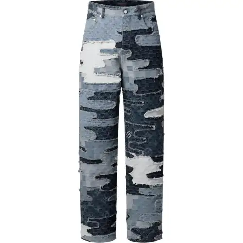 Lv Patchwork Denim Skate Pants