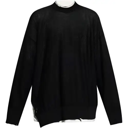 Balenciaga Bb Logo Embroidered Distressed Knit Jumper