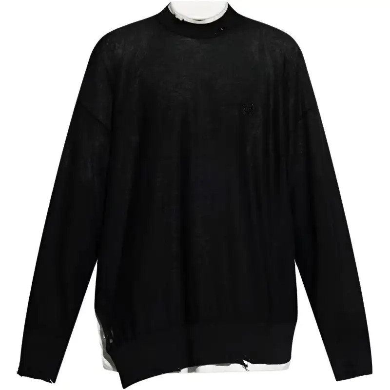 Balenciaga Bb Logo Embroidered Distressed Knit Jumper