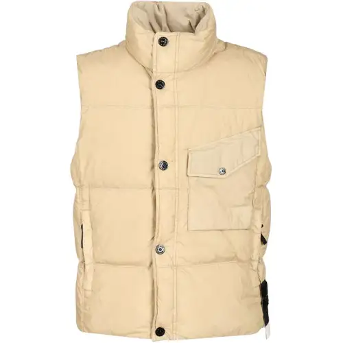 STONE ISLAND Logo Patch High Neck Sleeveless Vest