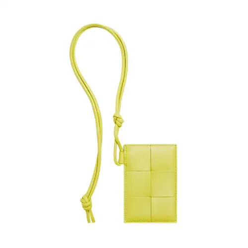 Bottega Veneta Lambskin With Cow Leather Business Card Holder Women's Bright Yellow