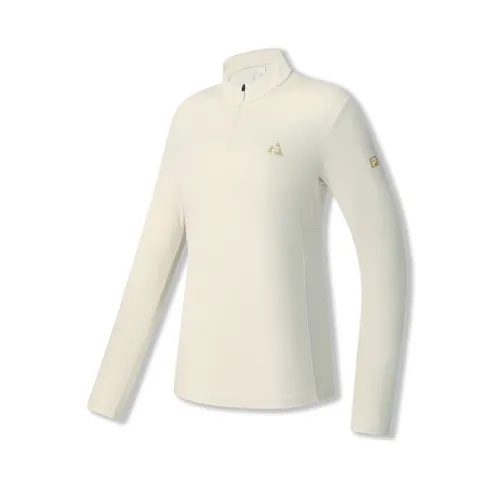 FILA Explorer T Shirts Women's Streptopelia White WT Stand Collar Moderate Nipped In Waist
