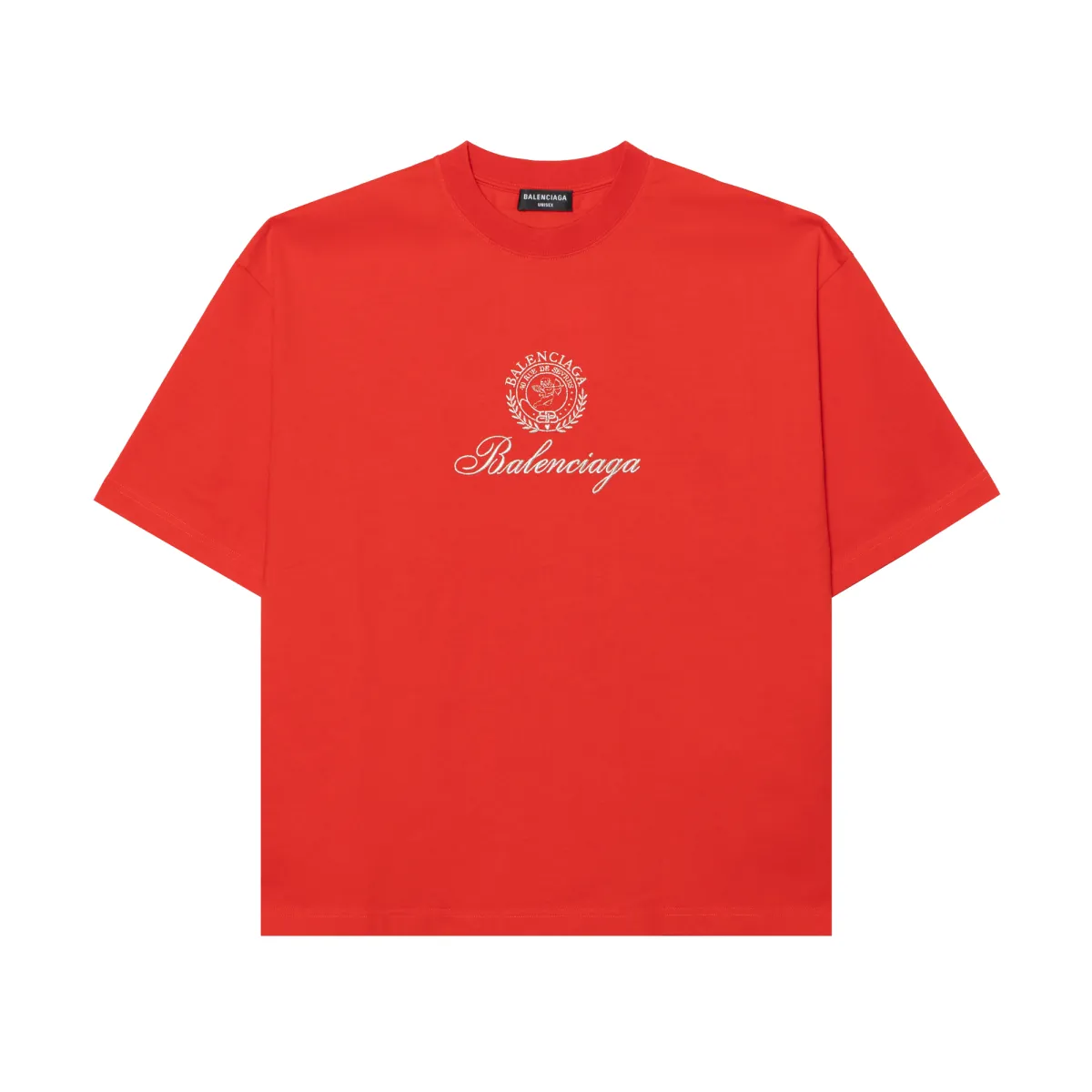 Balenciaga Logo Emblem Round Neck Pullover Short Sleeved FW22 T Shirt Loose Fit Men's Red