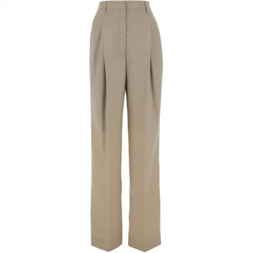 PRADA High Waist Belted Pleated Trousers