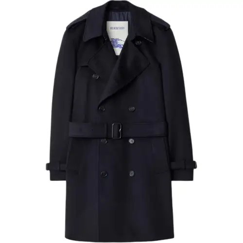 Burberry Double Breasted Belted Mid-Length Trench Coat