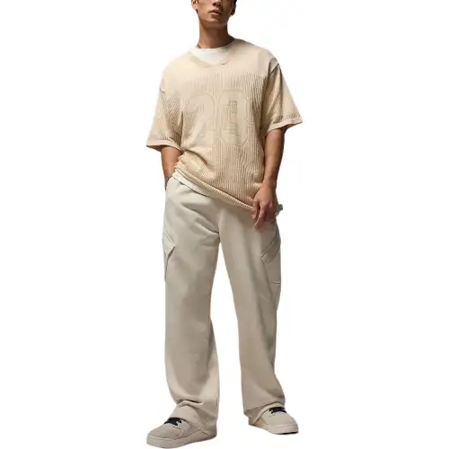 Jordan Flight Fleece SS25 Casual Pants Men's Light Gold Wood Brown/Rattan Strip Color