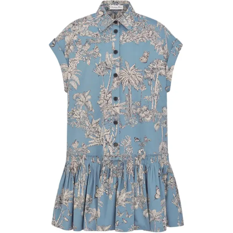 Christian DIOR Pattern Printed Short Sleeved Shirtdress