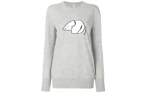LOEWE Sweaters Women's Gray Crew Neck Moderate Base Layer