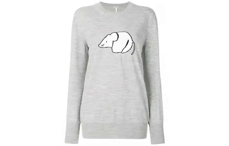 LOEWE Sweaters Women's Gray Crew Neck Moderate Base Layer