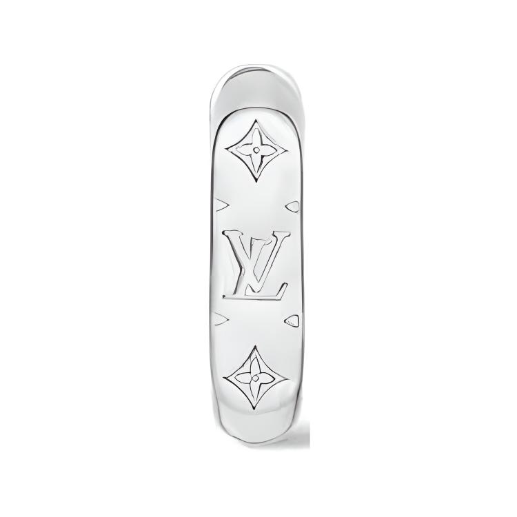 LOUIS VUITTON MONOGRAM CHAIN Logo Brass Earrings Men's Silver