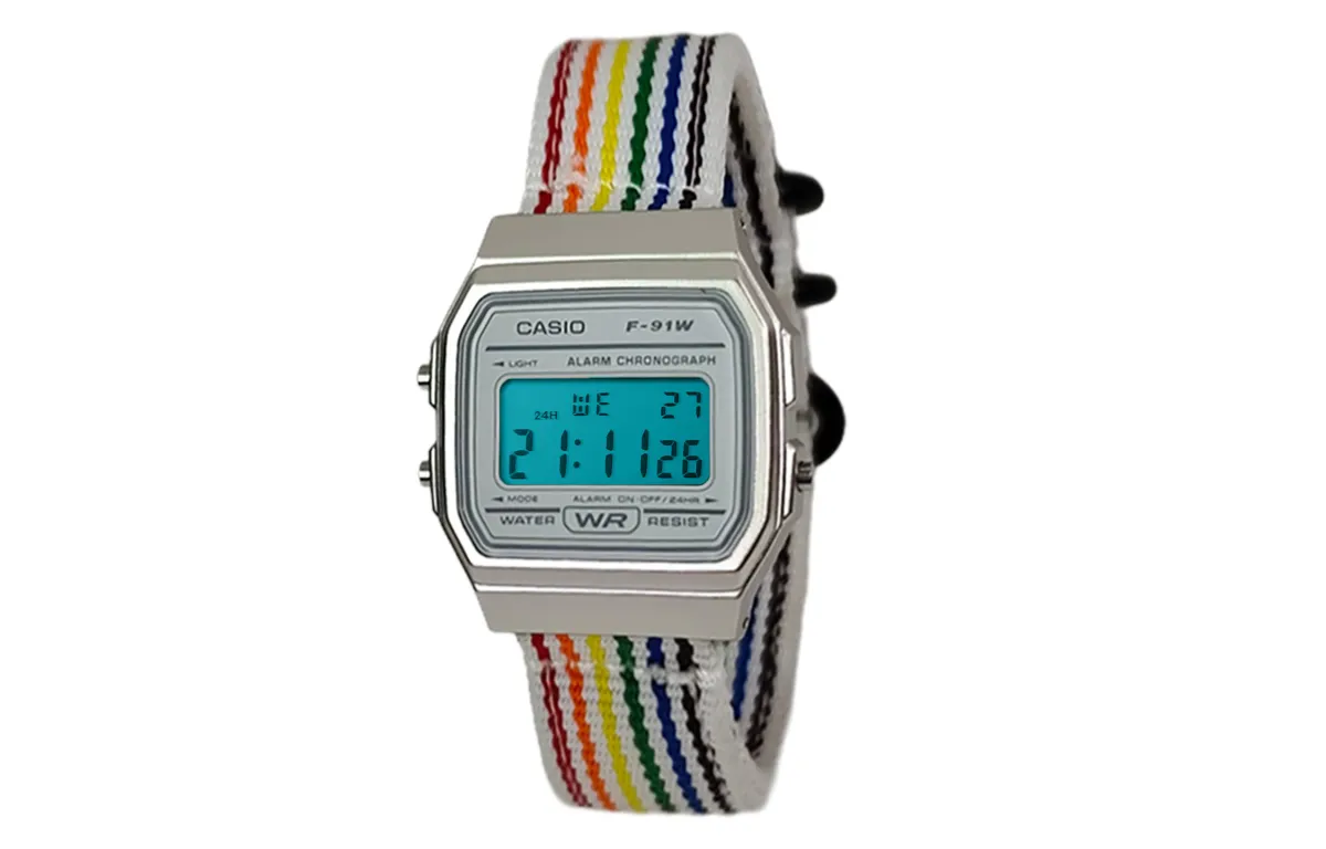 CASIO Custom Collection Quartz Movement Nylon Strap Watch Unisex White Dial