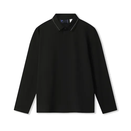 FILA Polo Shirts Men's Jet Black BK Polo Collar Moderate Straight Fit