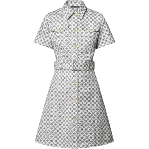 Lv Blurry Monogram Shirt Dress