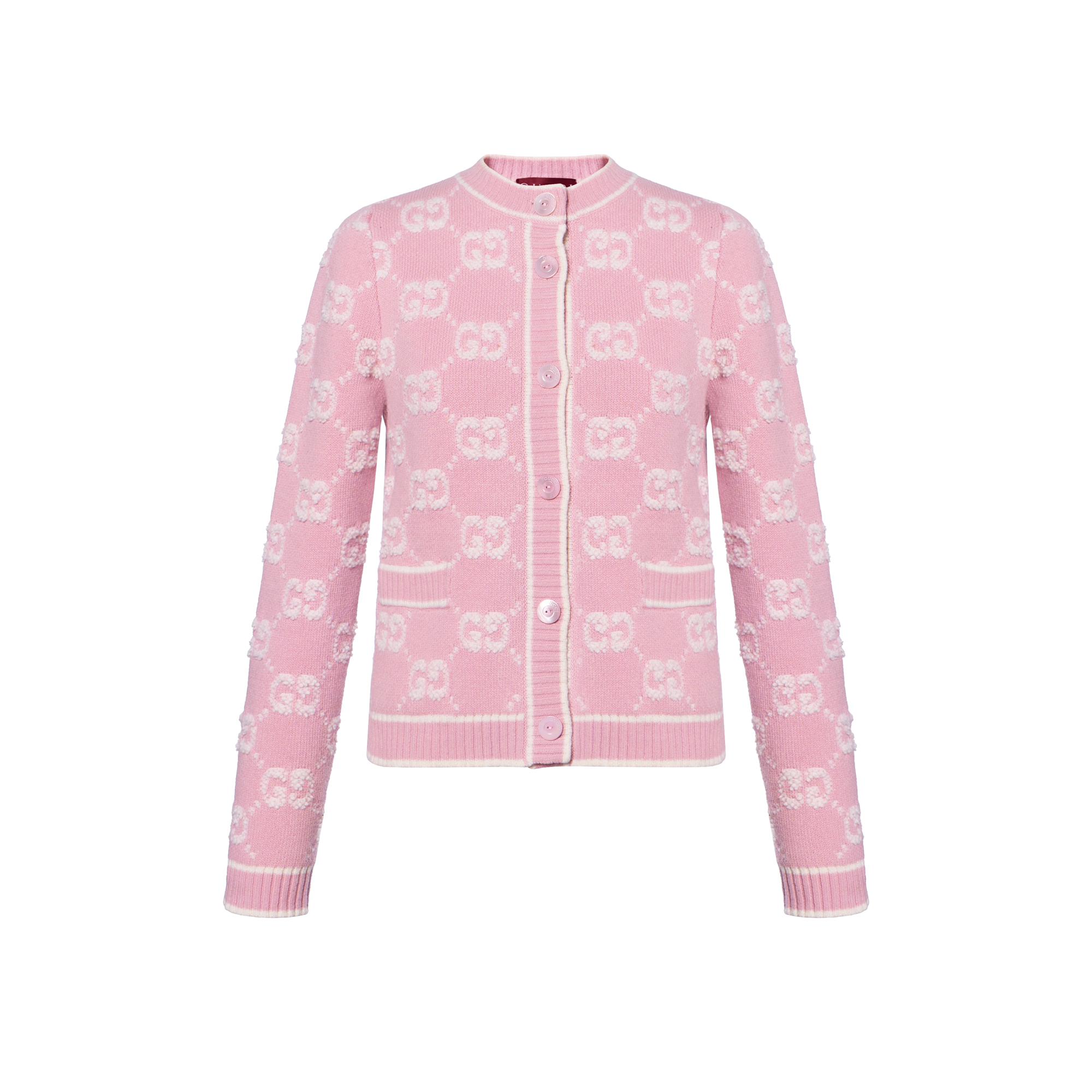 GUCCI Logo Intarsia Button Up Cardigan