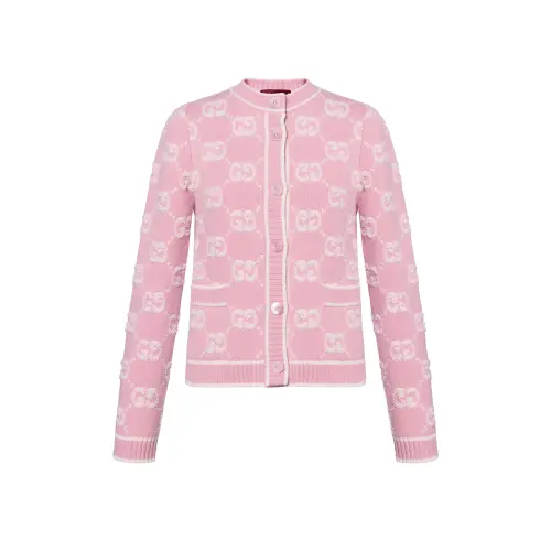 GUCCI Logo Intarsia Button Up Cardigan