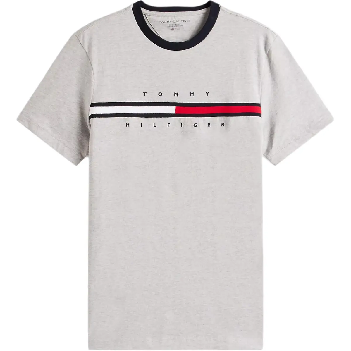 Tommy Hilfiger T-Shirts Men's Gray Mixed Color Crew Neck