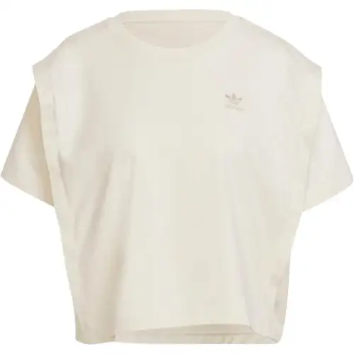 Adidas Originals T Shirts Women's Beige Crew Neck Moderate Straight Fit