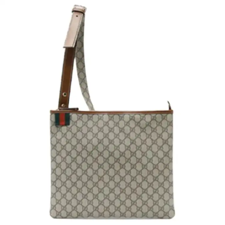 GUCCI Canvas With Leather Crossbody Bags Men's Ebony