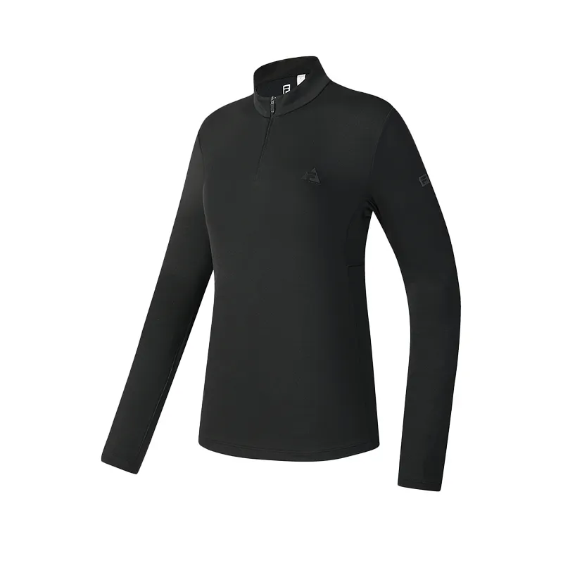 FILA Explorer T Shirts Women's Pitch Black Stand Collar Moderate Nipped In Waist
