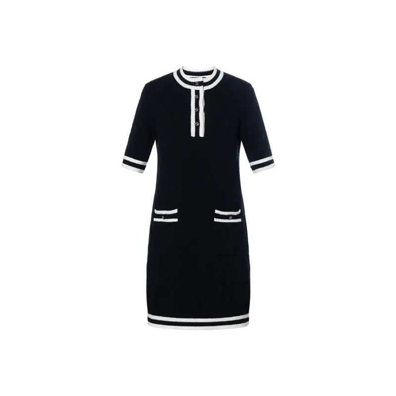 GUCCI Extra Fine Wool Piquet Dress Short Sleeved Dress Women's Black