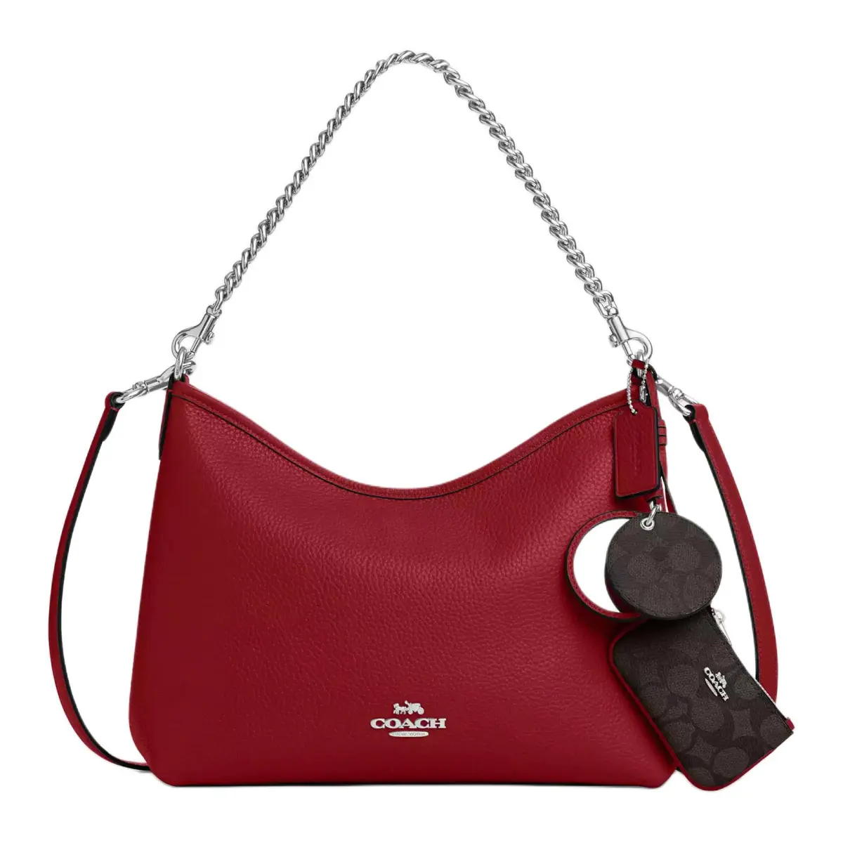 COACH Laurel Pebble Leather Shoulder Bag Large Women's Walnut