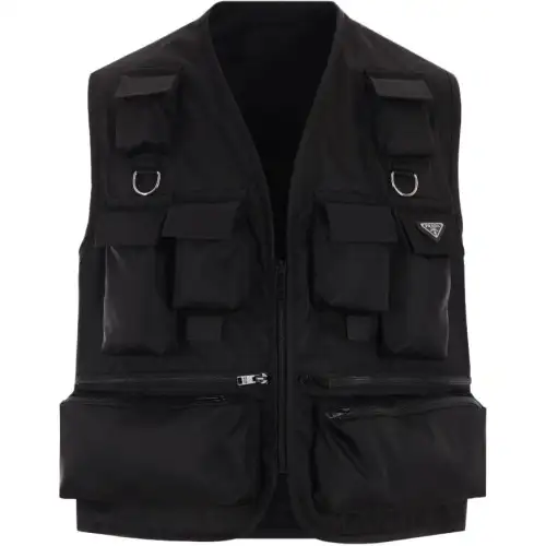 PRADA Vests Women's Black V Neck Moderate Other