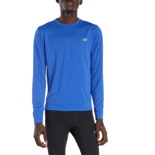 New Balance T Shirts Men's Blue Crew Neck Moderate Straight Fit