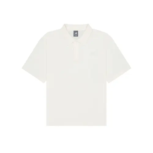 New Balance Polo Shirts Men's White Lapel Moderate Straight Fit