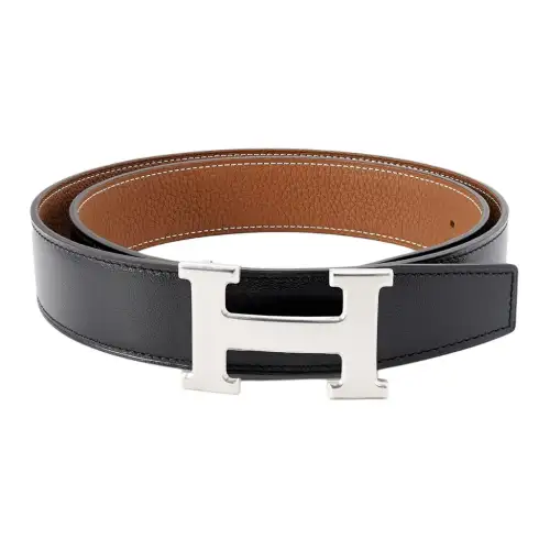 HERMES Constance Calfskin Leather Belts Men's Width 3.2cm