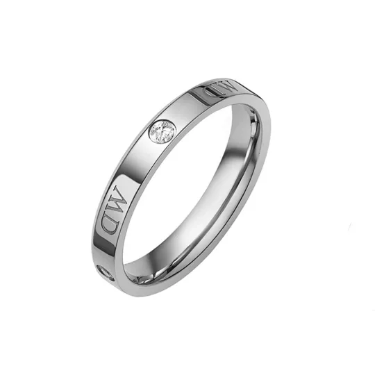 Daniel Wellington Stainless Steel Zircon Alloy Rings Unisex Elegant Silver