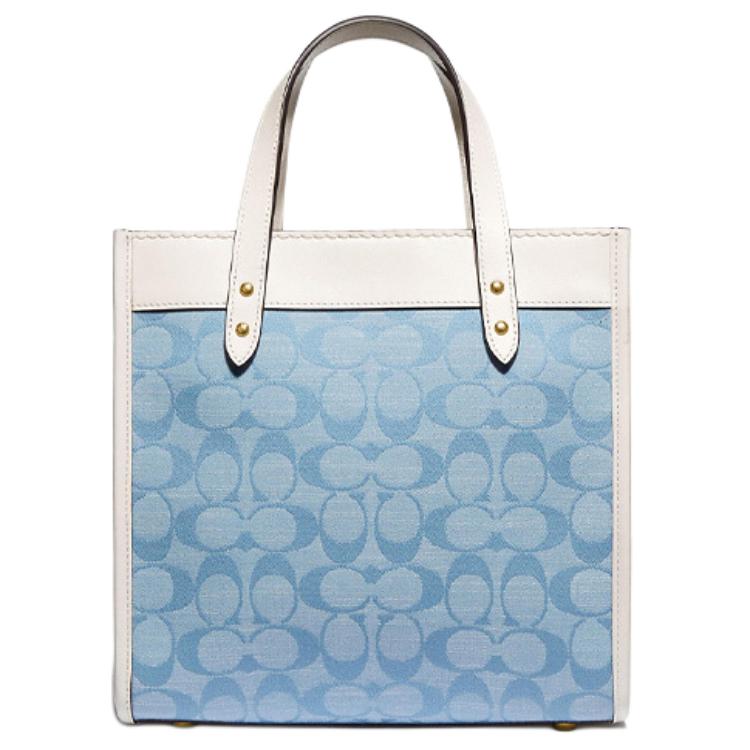 Женская сумка COACH Field 22 Chambray (голубовато-белая) — фото 3