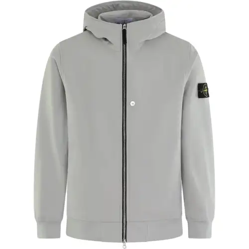 STONE ISLAND Logo Patch Zip Up Hooded Jacket