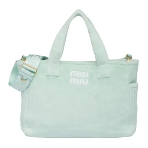MIU MIU Leather With Cotton And Polyamide Handbag Women's Blue