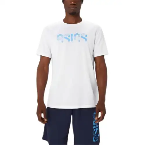 ASICS T Shirts Men's White Crew Neck Moderate