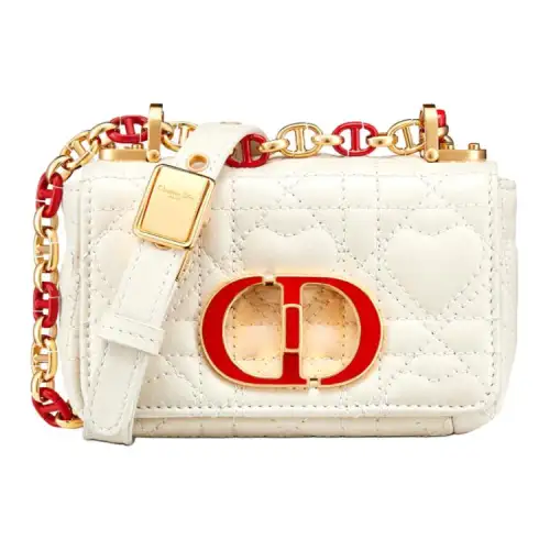 DIOR Caro Cow Leather Crossbody Bags Extra Mini Women's Milk White