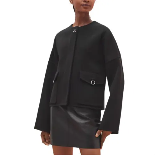HERMES Jackets Women's Black Crew Neck Moderate Other
