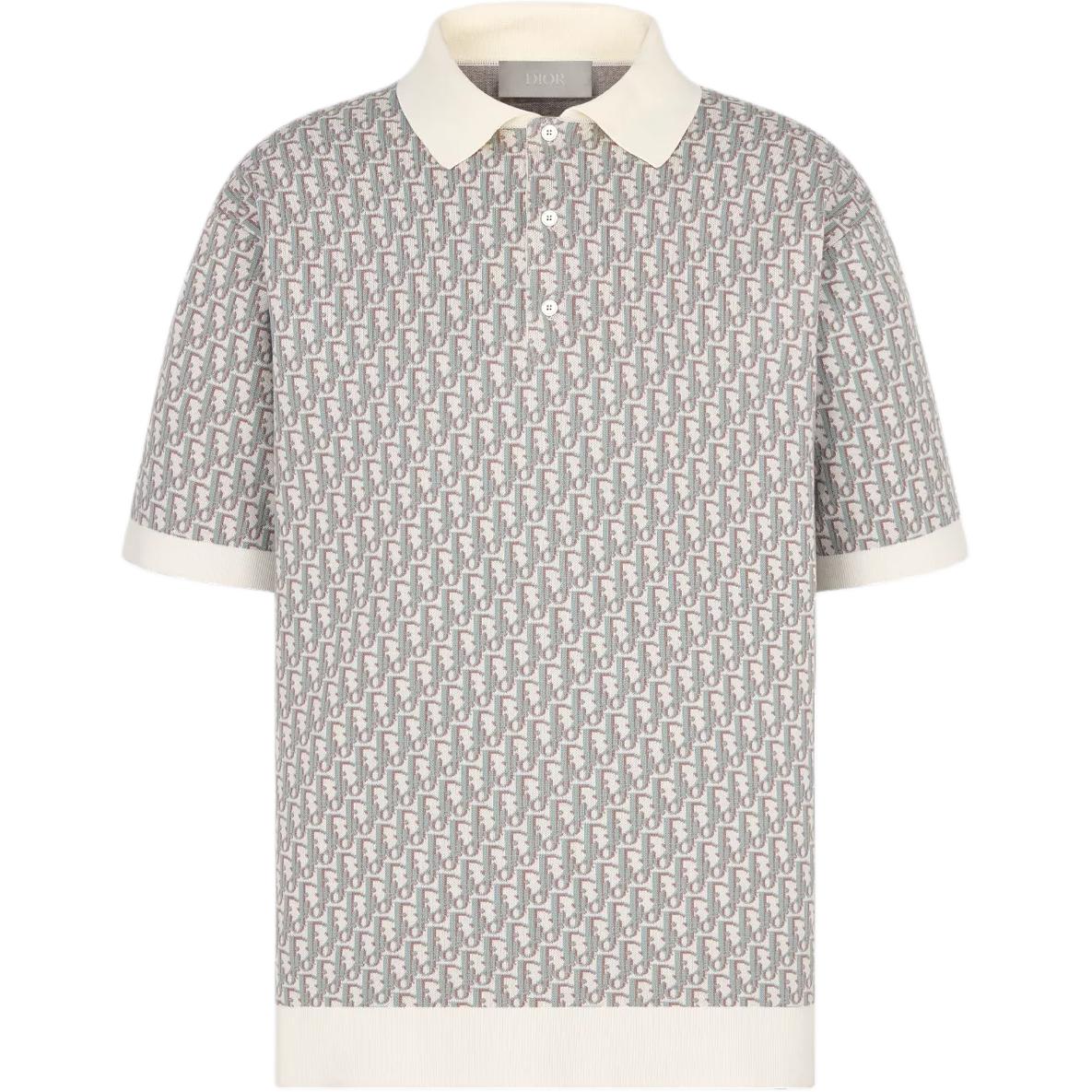 DIOR Polo Shirts Men's Gray Polo Collar Moderate Straight Fit