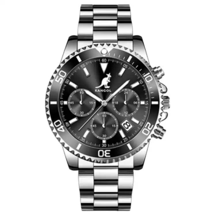 KANGOL Quartz Movement Stainless Steel Watchband Watch Men's Watches Black Dial