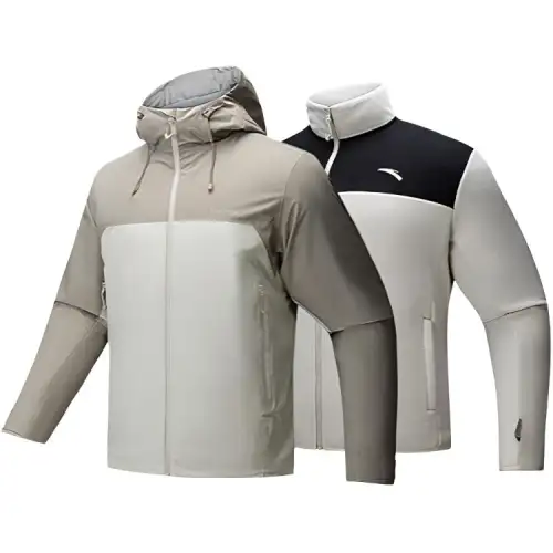 Anta Waterproof, Windproof, Breathable, And Abrasion Resistant Windbreaker Jacket Men's Wheat Grain Gray/Oak Khaki