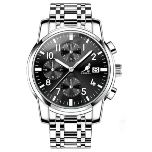 KANGOL Multifunction Three Eyes Six Hands Quartz Movement Stainless Steel Watchband Watch Men's Watches